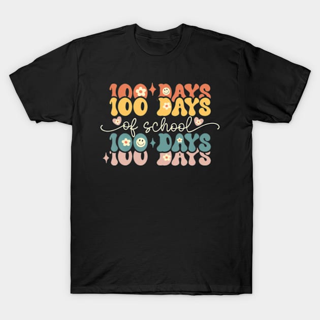 Retro Days of School Groovy Teacher 100th Day of School T-Shirt by Daysy1